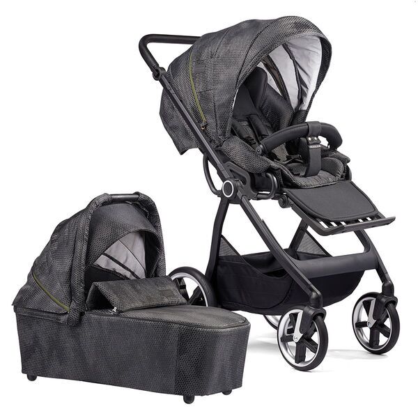 Gesslein Indy M2 Classic Kinderwagen inkl. CX3 Babywanne | black/green 1