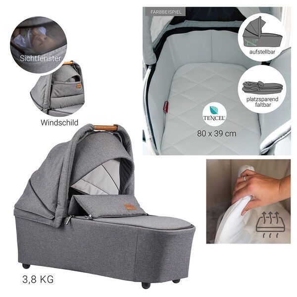 Gesslein Indy M2 Classic Kinderwagen inkl. CX3 Babywanne | black/green 4