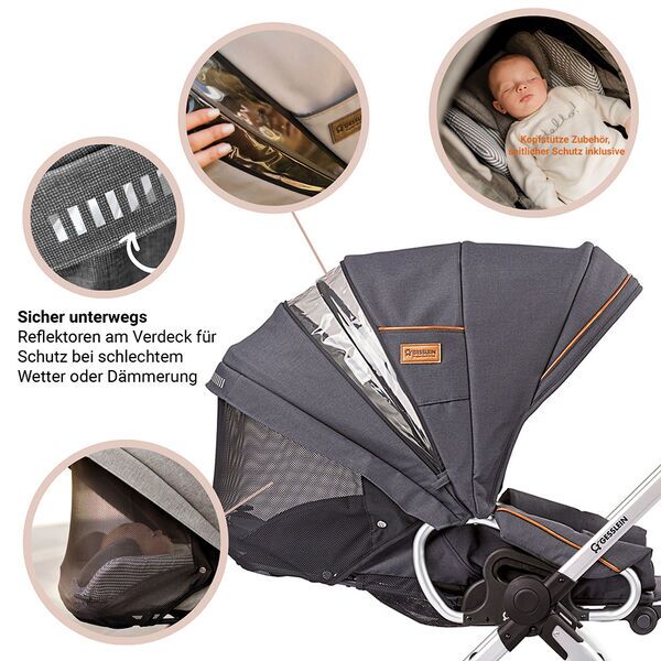 Gesslein M4 Kinderwagen inkl. C1 Lift Tragetasche | black/white 2