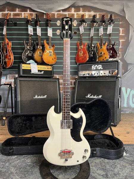 Gibson EB-0 Refinished White c.1966-'69 Short Scale Electric Bass Guitar | white, image 1 of 5