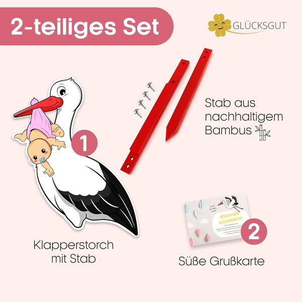 Glücksgut Klapperstorch Baby Rosa | pink 2