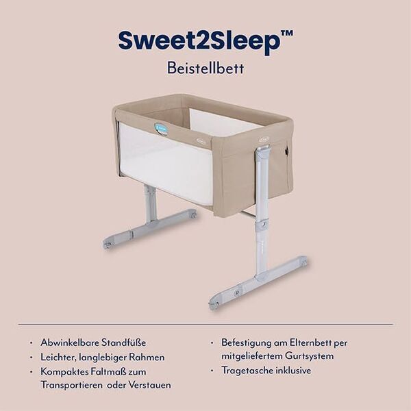 Graco Sweet2Sleep Nachttischbett | Version Englisch | beige 2