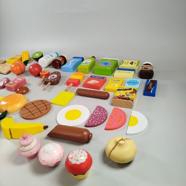 Großes Kaufladen-Set mit Holz & Lebensmitteln Zubehör | mehrfarbig 2