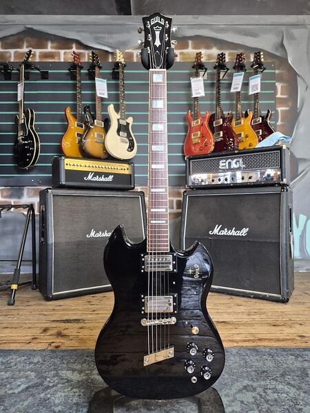 Guild S-100 Polara Gloss Black 2021 Electric Guitar | gloss black, image 1 of 5