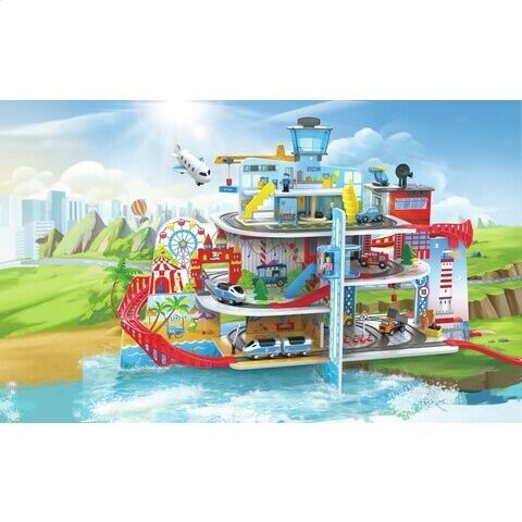 Hape Mega City Eisenbahn Set E3768 | mehrfarbig 2
