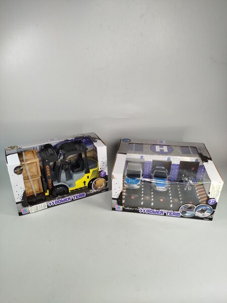 Happy People Power Team Spielset – Gabelstapler & Polizeistation | multicolored 1