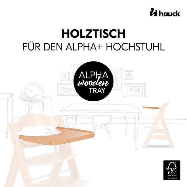 Hauck Alpha Wooden Tray Feeding Tray | light brown, image 2 of 3