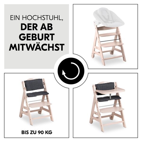 Hauck Beta vokse-højstol med spisebakke | grå, image 2 of 3