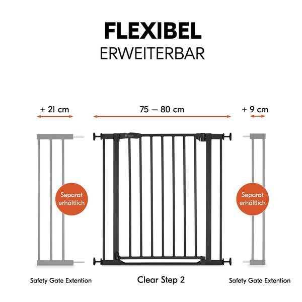 Hauck Clear Step 2 door safety gate | black | 75 x 75 cm, image 2 of 3