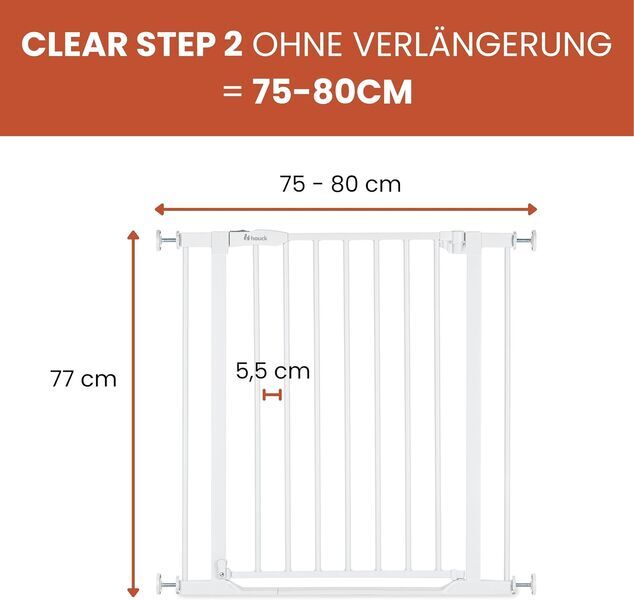 Hauck Clear Step 2 Varnostna ograja za vrata | bel | 80 x 75 cm, image 2 of 3