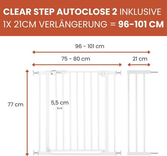 Hauck Clear Step Autoclose 2 ochranná bránka na schody | biely, image 2 of 3