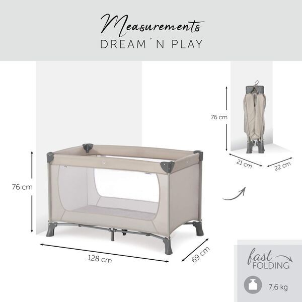 Hauck Dream N Play Kinderreisebett | beige 3
