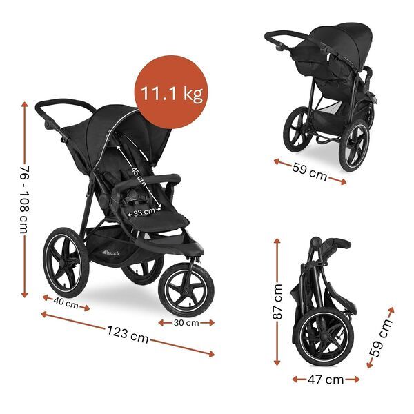 Hauck Runner 2 Three-Wheel Buggy | black, image 3 of 3