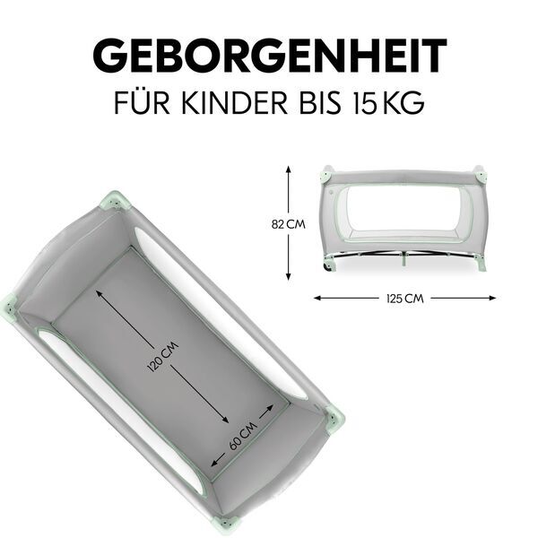 Hauck Sleep N Play Go Plus Reisebett | light green/grey | Version Englisch 3