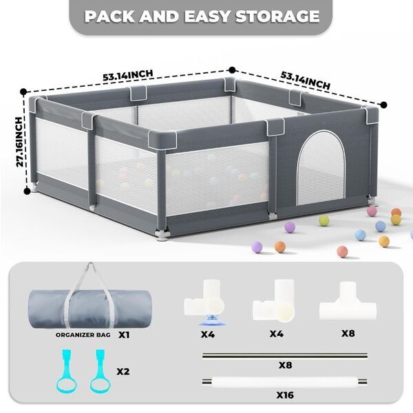 Heizo Laufstall Baby Laufgitter | grau 2