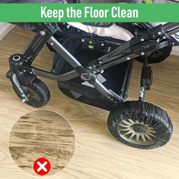 Heveer Radabdeckungen Kinderwagen 4er-Set | zwart 2