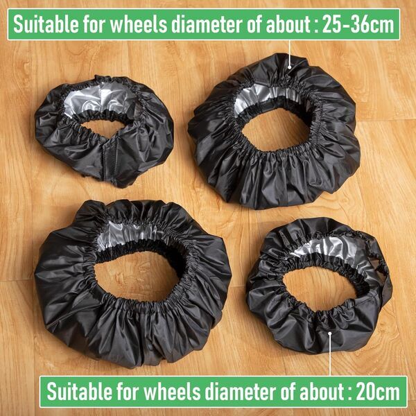 Heveer Radabdeckungen Kinderwagen 4er-Set | zwart 3