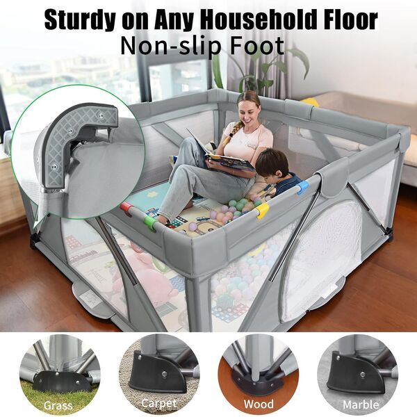 Heyo.Ja Faltbares Baby Laufgitter | grey 1