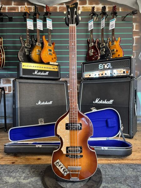 Hofner 500/1 Sunburst Hollow Body c.1972 Vintage Left Handed Electric Bass | Sunburst Vintage, image 1 of 5