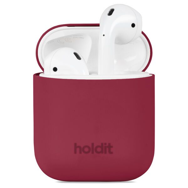 HoldIt Hållbart fodral till AirPods | Apple AirPods 1./2. Gen | Röd sammet