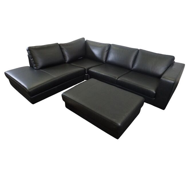Indivi corner sofa with relaxation module & stool Salto-leather | black, image 4 of 4