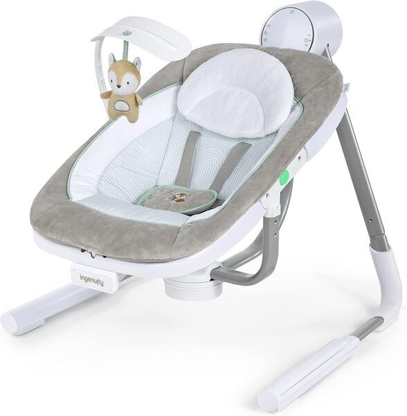 Ingenuity ConvertMe 2-w-1 huśtawka dla niemowląt i bujaczek dla niemowląt Raylan | szary, image 1 of 3