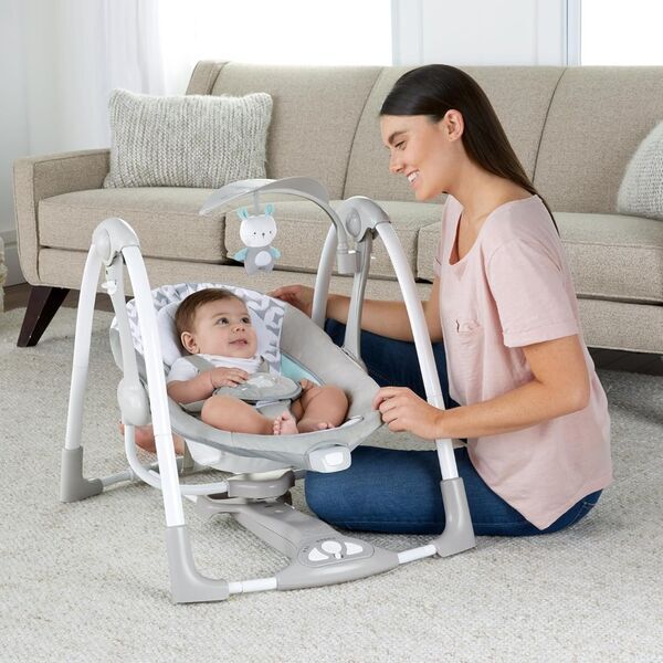 Ingenuity Raylan 2-in-1 zusammenklappbare Babywippe | grau 2