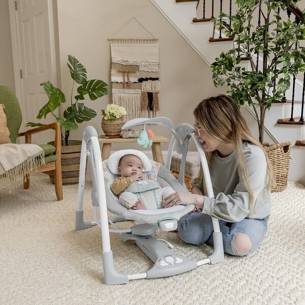 Ingenuity Wimberly 2-in-1 zusammenklappbare Babywippe | grau 2
