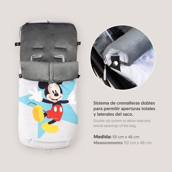 Interbaby Universal Winterfußsack Mickey | white/grey 2