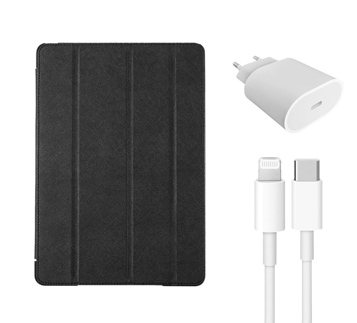 Snabbladdare (20W) & laddkabel (Lightning) & iPad skyddsfodral | iPad 10.2" | zwart