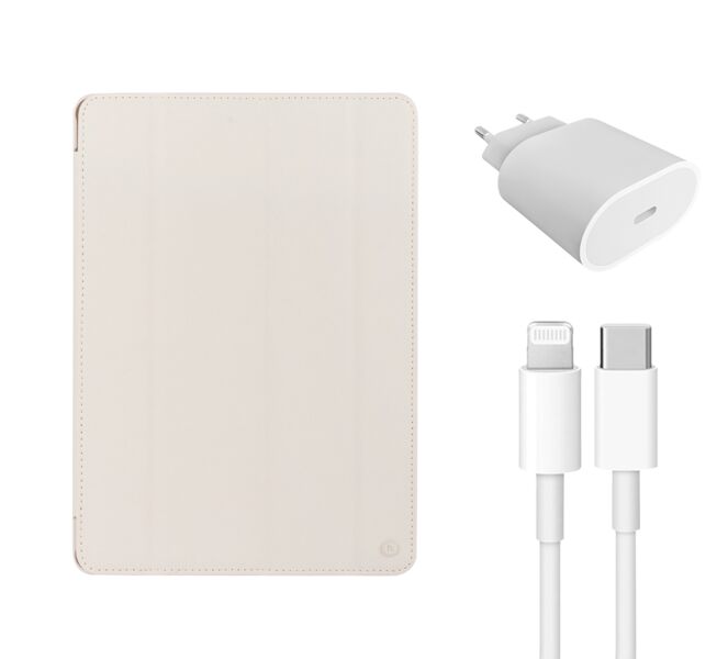 Rychlá nabíječka (20 W) a kabel (Lightning) a ochranné pouzdro na iPad | iPad 9.7" | světle béžová 1