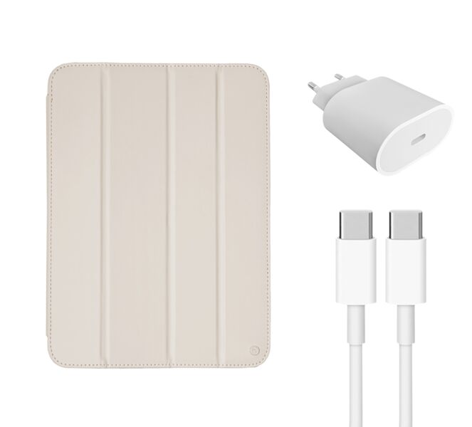 Fast Charger (20W) & Cable (USB-C) & iPad Protective Case | iPad 10.9" | beige 1