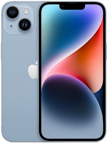 iPhone 14 in blue, front view