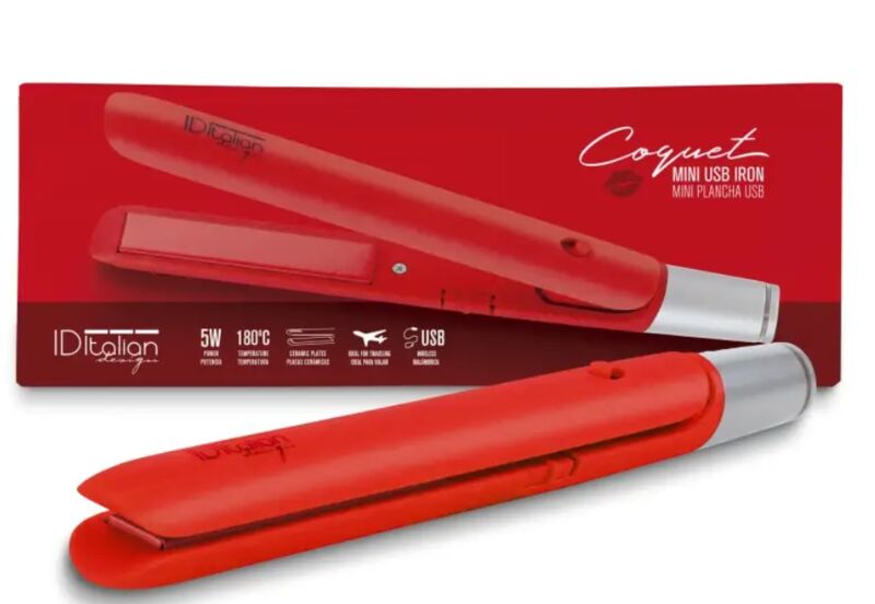 Italian Design Mini žehlička na vlasy USB Coquet | červená, image 1 of 3