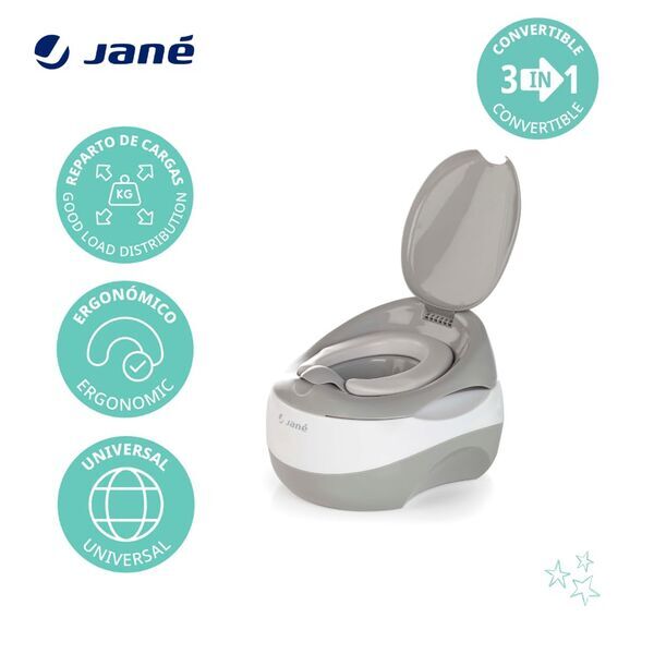 Jané 3-sisällä-1 potta, WC istuimen pienentäjä ja Tritthocker | harmaa, image 3 of 3