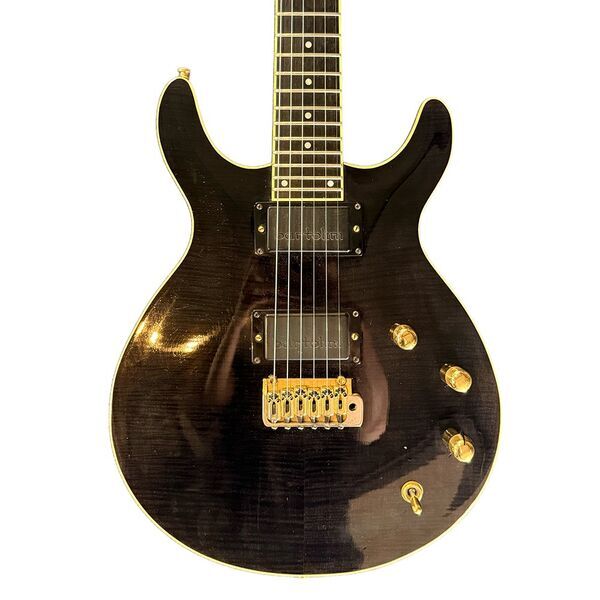 Jimmy Moon Double Cut Flame Top Electric Guitar | Trans Ebony, image 1 of 5