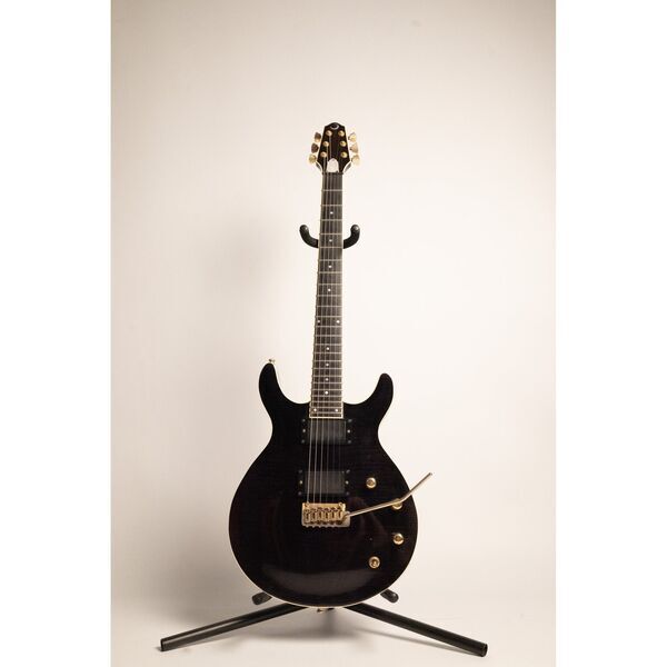 Jimmy Moon Double Cut Flame Top Electric Guitar | Trans Ebony, image 2 of 5