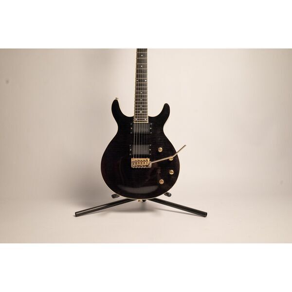Jimmy Moon Double Cut Flame Top Electric Guitar | Trans Ebony, image 3 of 5