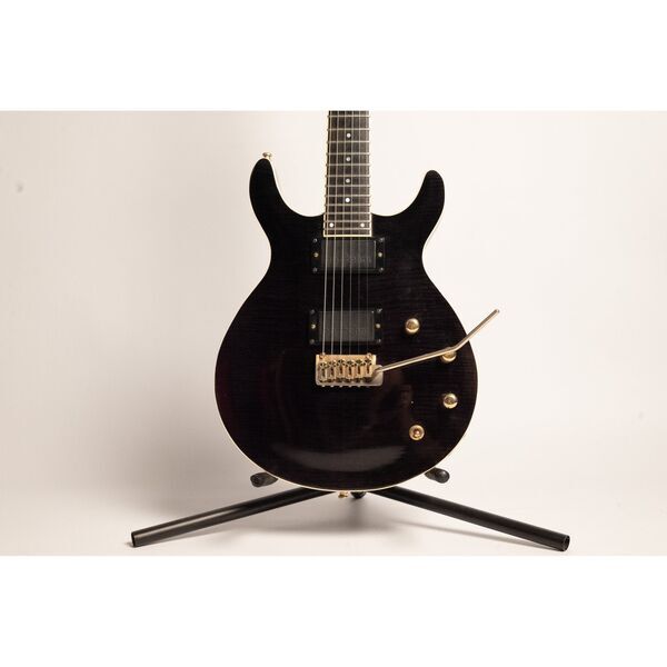 Jimmy Moon Double Cut Flame Top Electric Guitar | Trans Ebony, image 4 of 5