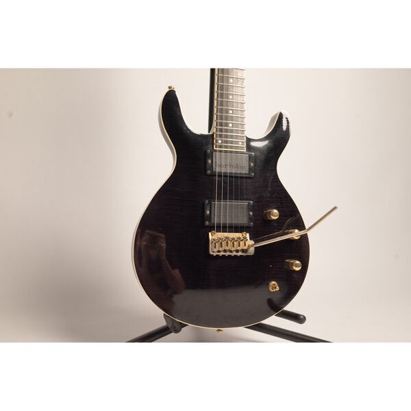 Jimmy Moon Double Cut Flame Top Electric Guitar | Trans Ebony, image 5 of 5