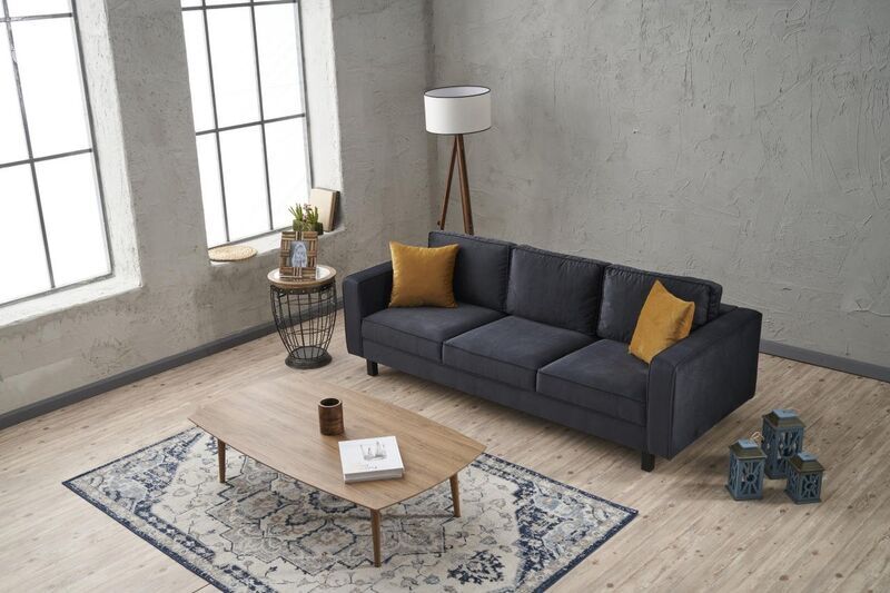 Kale Sofa 3-Sitzer Samt Anthrazit | anthracite, image 1 of 4