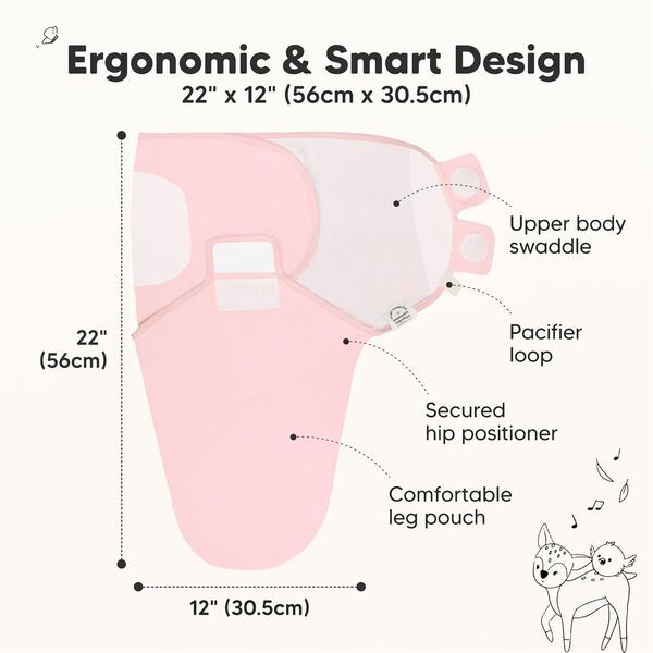 KeaBabies Swaddle Pucksack Set | Version Englisch | pink/white 2