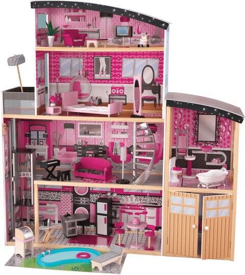 KidKraft 65826 Glitzer Puppen Villa | rosa 1