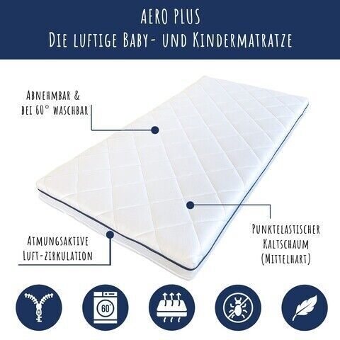 Kids Collective Aero Kindermatratze inkl. Spannbettlaken | weiß 2
