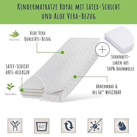 Kids Collective Kindermatratze mit Spannbettlaken 90 x 200 cm | weiß 2