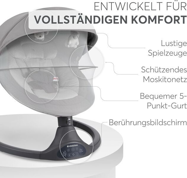 KikkaBoo Codie elektrische Babywippe for Neugeborene mit Musik | grey 3