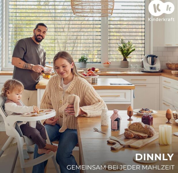 Kinderkraft DINNLY hög stol | grå, image 3 of 3