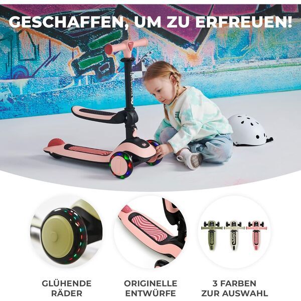 Kinderkraft Halley 2 in 1 Scooter and Kinderroller | 12 Monate - 4 Jahre | pink 3