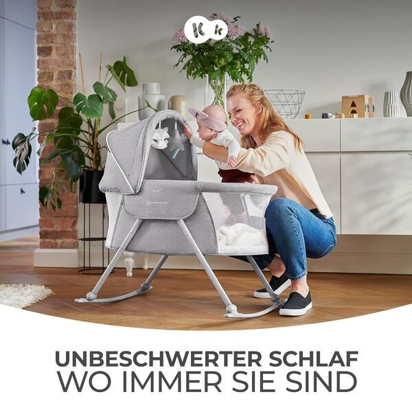 Kinderkraft LOVI 3 in 1 Kinderbett, Kinderreisebett och Stubenwagen | grå 3