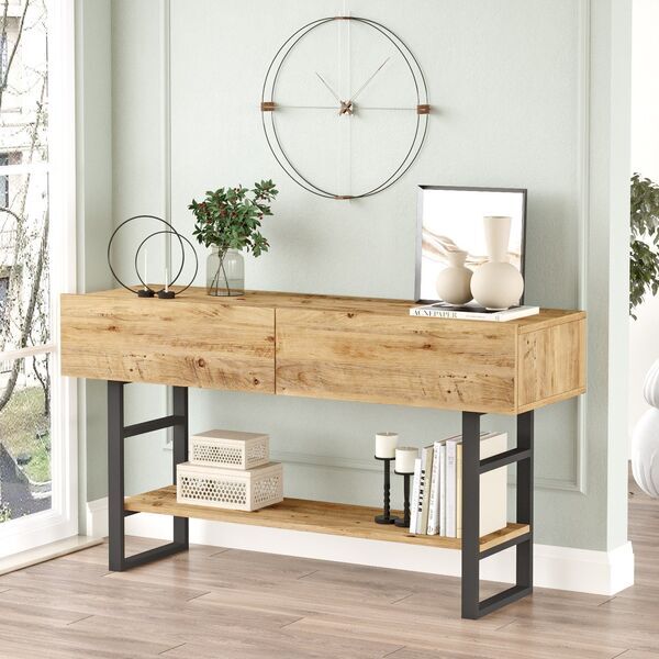 console table with shelf brown | brown, image 1 of 4